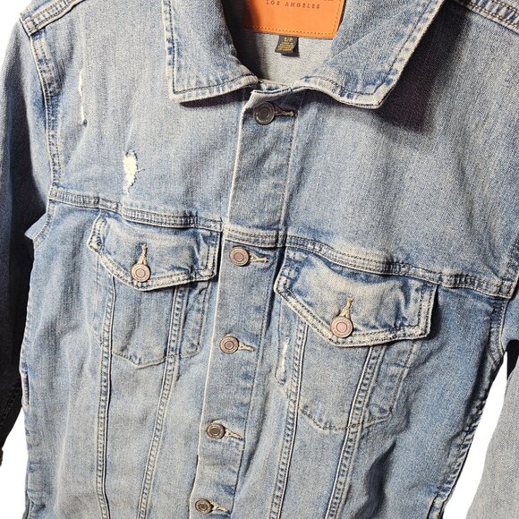 Lucky Brand Light Blue Distressed Denim Jacket S - Picture 2 of 5